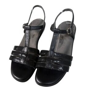 SAS Tripad Comfort Women Black Snake Embossed Leather Sandals Size 10 S Slim USA